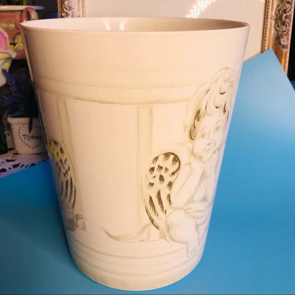 Vintage cherubs waste basket